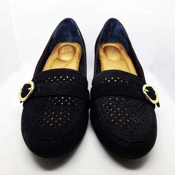 Giani Bernini Black Inndee Golden Buckle Slip On Loafer Pump Shoes Size 8M - Picture 4 of 6